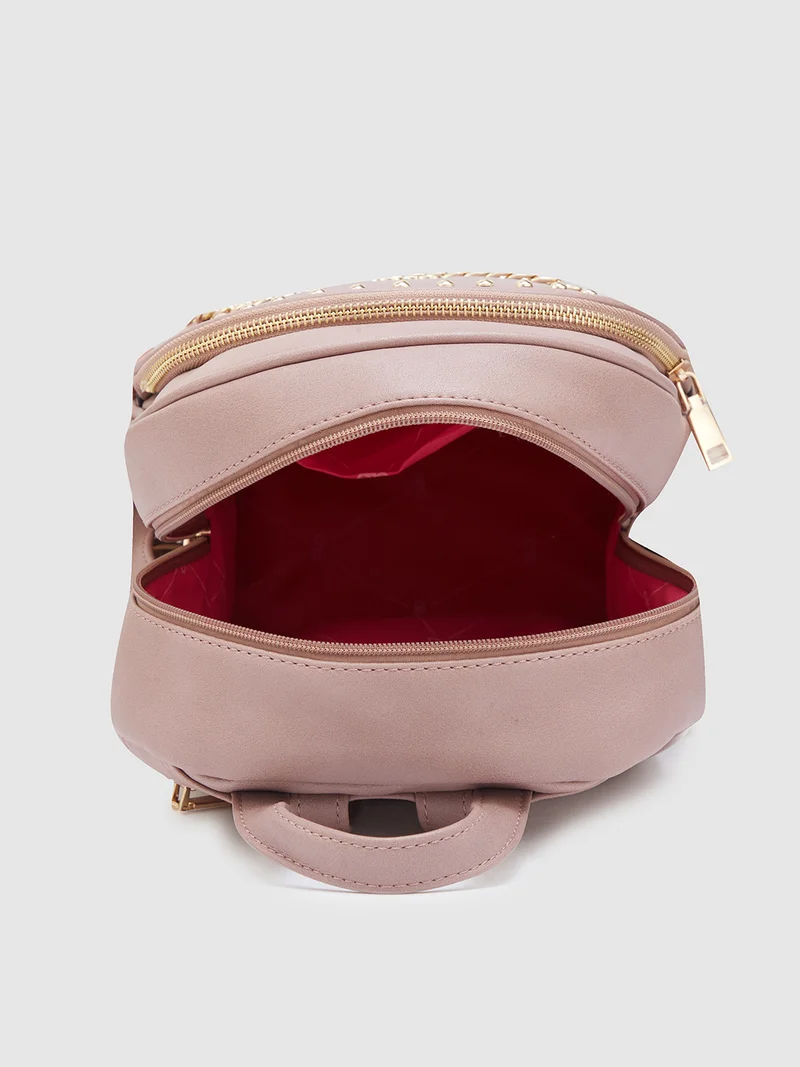 globus  Globus Women Taupe Solid Smart Casual Backpack  | Best Price UAE